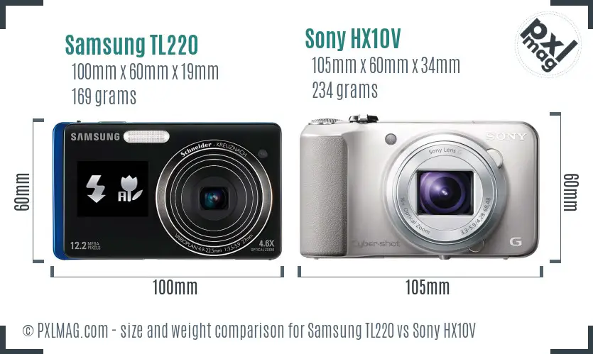 Samsung TL220 vs Sony HX10V size comparison Samsung TL220 vs Sony HX10V size comparison
