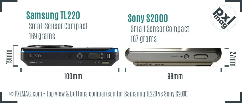 Samsung TL220 vs Sony S2000 top view buttons comparison