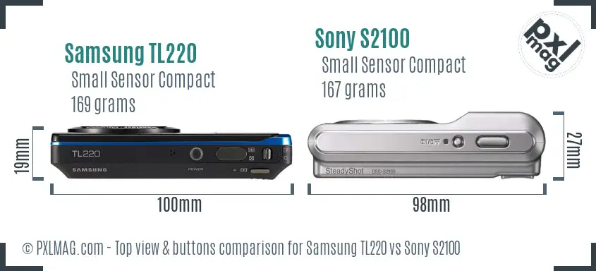 Samsung TL220 vs Sony S2100 top view buttons comparison