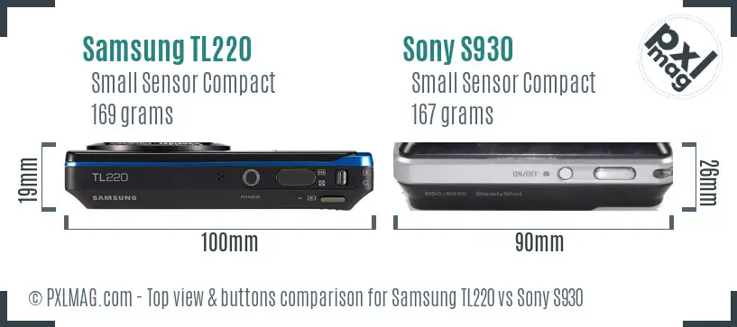 Samsung TL220 vs Sony S930 top view buttons comparison