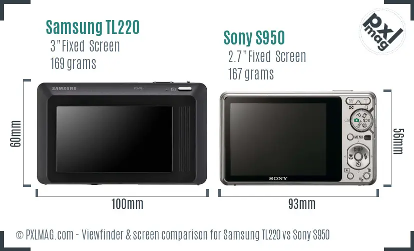 Samsung TL220 vs Sony S950 Screen and Viewfinder comparison Samsung TL220 vs Sony S950 Screen and Viewfinder comparison