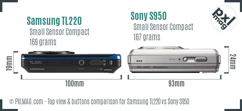 Samsung TL220 vs Sony S950 top view buttons comparison Samsung TL220 vs Sony S950 top view buttons comparison