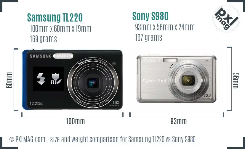 Samsung TL220 vs Sony S980 size comparison Samsung TL220 vs Sony S980 size comparison