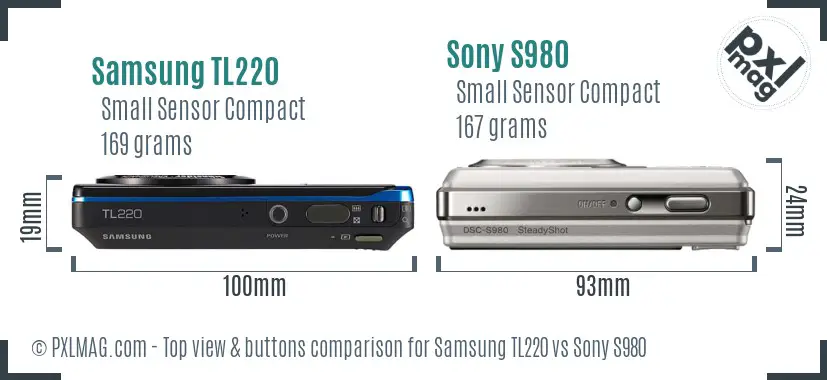 Samsung TL220 vs Sony S980 top view buttons comparison Samsung TL220 vs Sony S980 top view buttons comparison