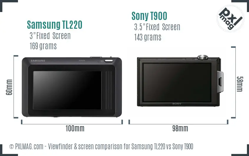 Samsung TL220 vs Sony T900 Screen and Viewfinder comparison Samsung TL220 vs Sony T900 Screen and Viewfinder comparison