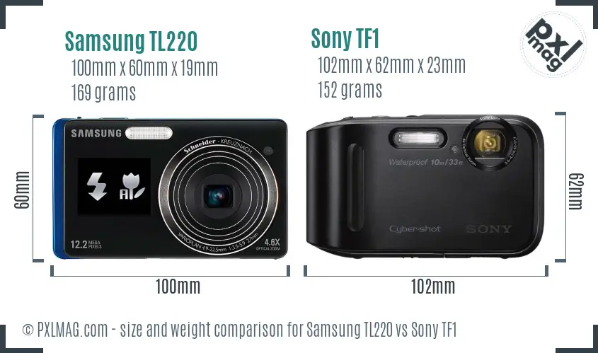 Samsung TL220 vs Sony TF1 size comparison