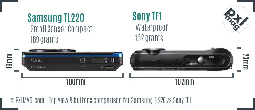 Samsung TL220 vs Sony TF1 top view buttons comparison
