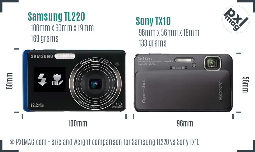 Samsung TL220 vs Sony TX10 size comparison