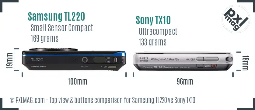 Samsung TL220 vs Sony TX10 top view buttons comparison