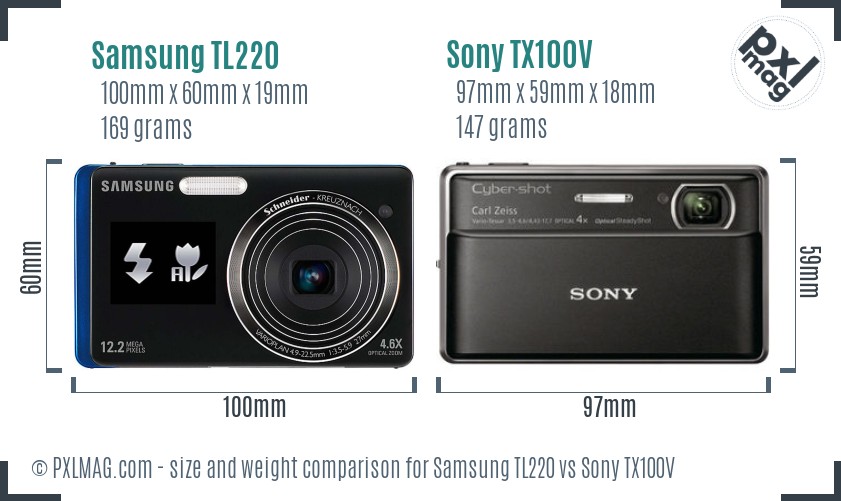 Samsung TL220 vs Sony TX100V size comparison Samsung TL220 vs Sony TX100V size comparison