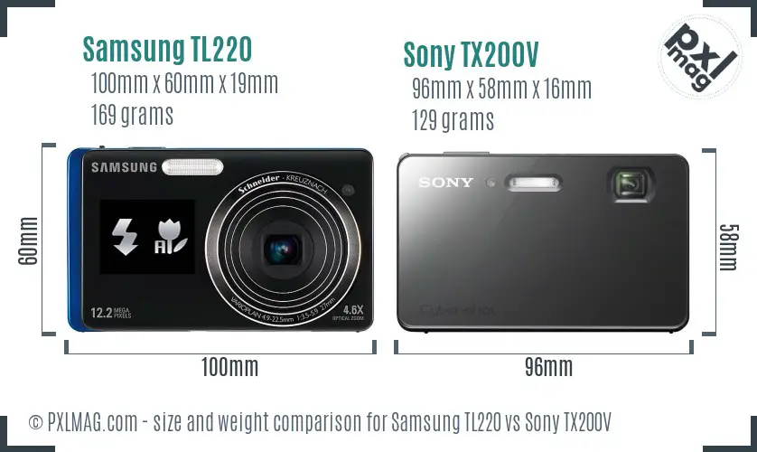Samsung TL220 vs Sony TX200V size comparison Samsung TL220 vs Sony TX200V size comparison
