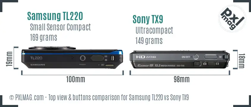 Samsung TL220 vs Sony TX9 top view buttons comparison