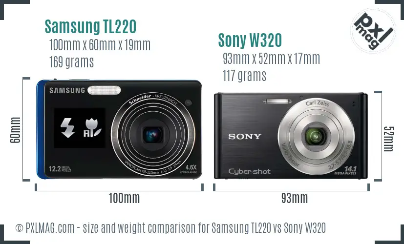 Samsung TL220 vs Sony W320 size comparison