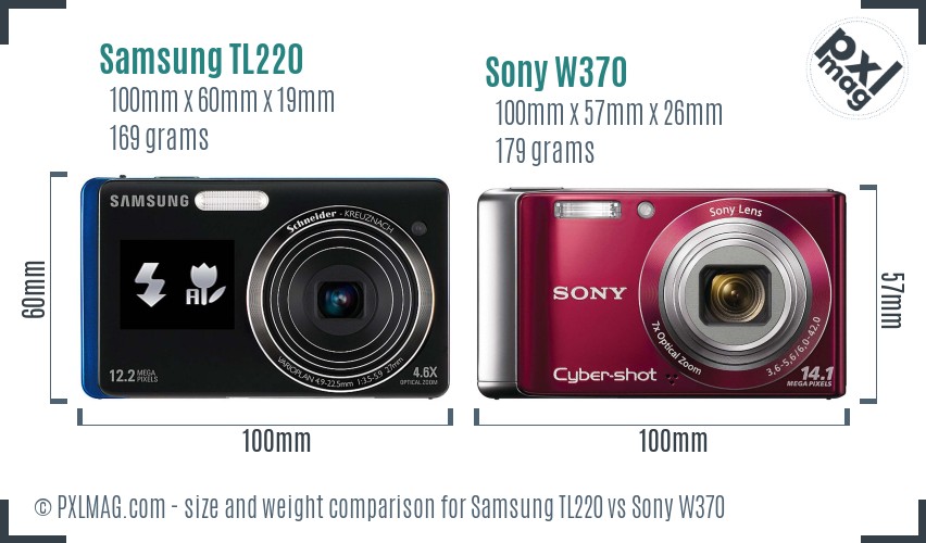 Samsung TL220 vs Sony W370 size comparison Samsung TL220 vs Sony W370 size comparison