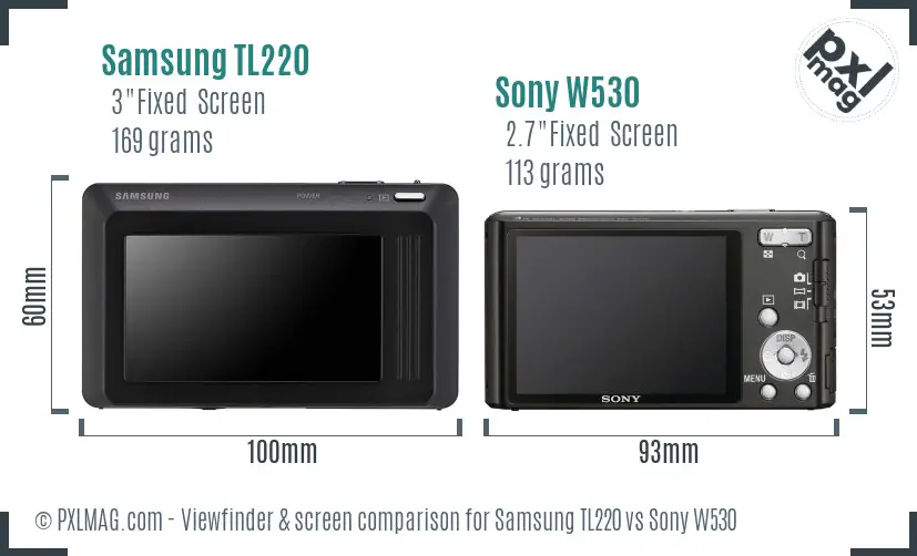 Samsung TL220 vs Sony W530 Screen and Viewfinder comparison Samsung TL220 vs Sony W530 Screen and Viewfinder comparison