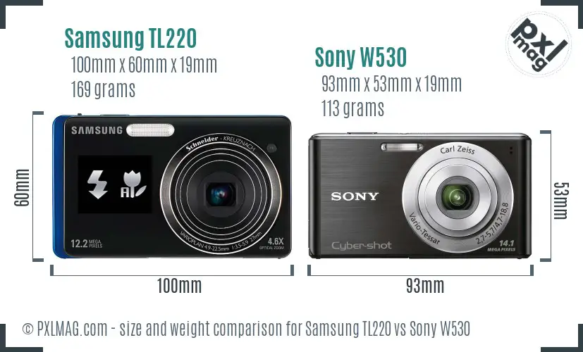 Samsung TL220 vs Sony W530 size comparison Samsung TL220 vs Sony W530 size comparison