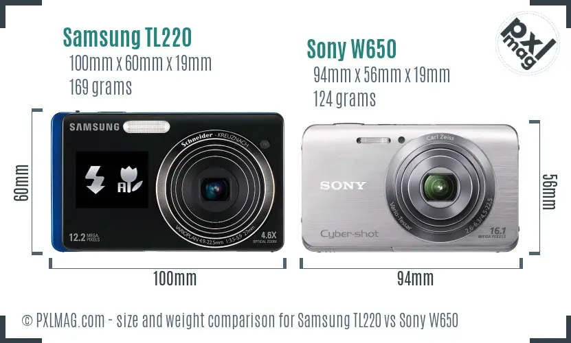 Samsung TL220 vs Sony W650 size comparison Samsung TL220 vs Sony W650 size comparison