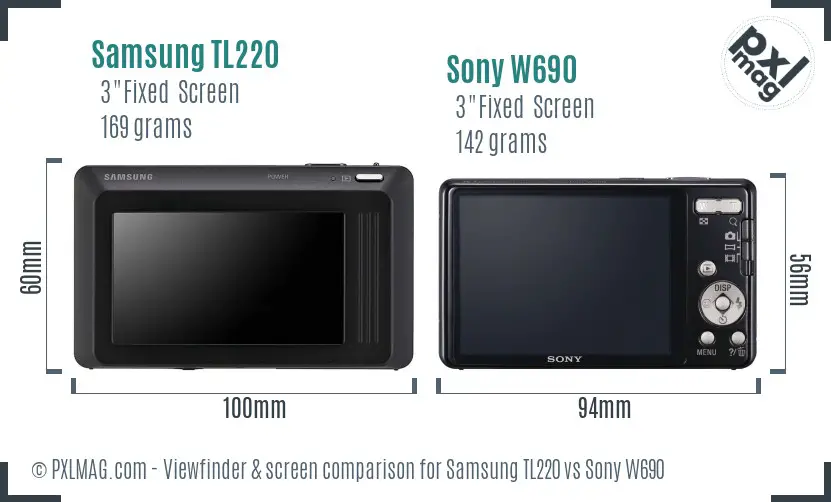 Samsung TL220 vs Sony W690 Screen and Viewfinder comparison