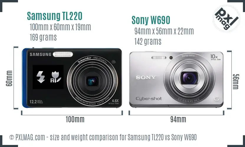 Samsung TL220 vs Sony W690 size comparison