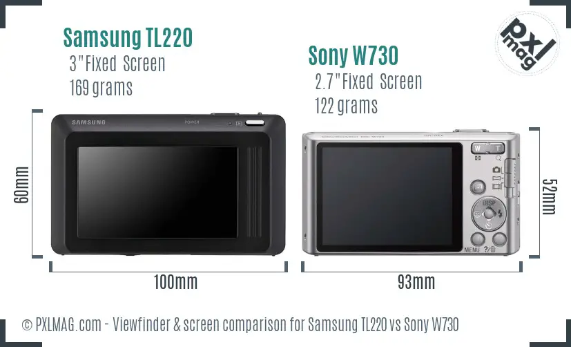 Samsung TL220 vs Sony W730 Screen and Viewfinder comparison Samsung TL220 vs Sony W730 Screen and Viewfinder comparison