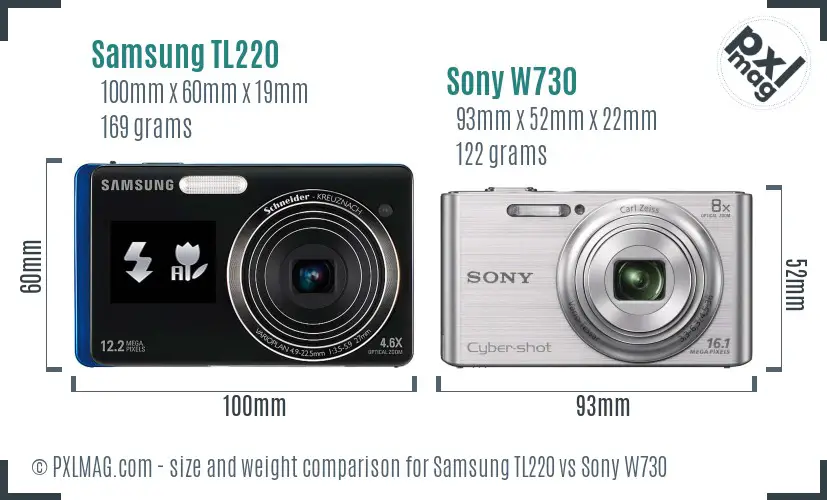 Samsung TL220 vs Sony W730 size comparison Samsung TL220 vs Sony W730 size comparison