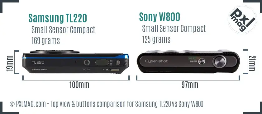 Samsung TL220 vs Sony W800 top view buttons comparison