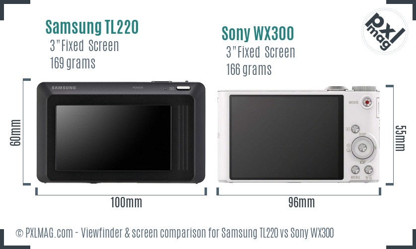 Samsung TL220 vs Sony WX300 Screen and Viewfinder comparison