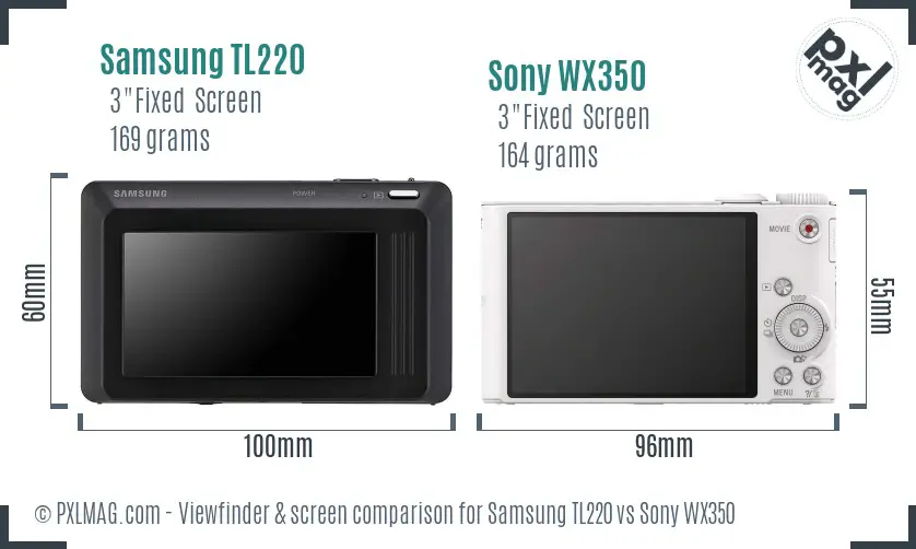 Samsung TL220 vs Sony WX350 Screen and Viewfinder comparison