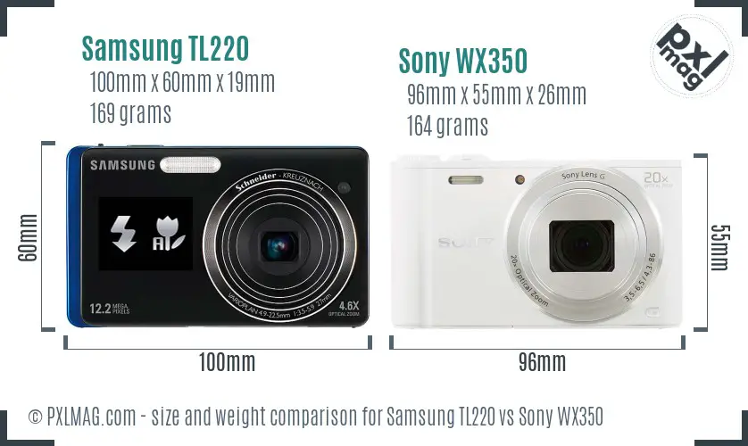 Samsung TL220 vs Sony WX350 size comparison