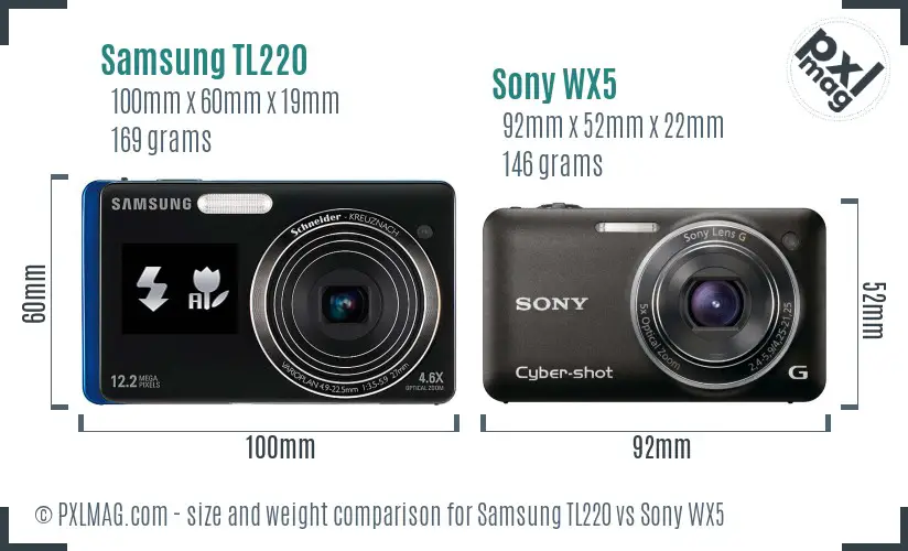 Samsung TL220 vs Sony WX5 size comparison Samsung TL220 vs Sony WX5 size comparison