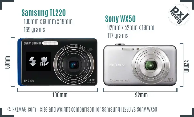 Samsung TL220 vs Sony WX50 size comparison Samsung TL220 vs Sony WX50 size comparison