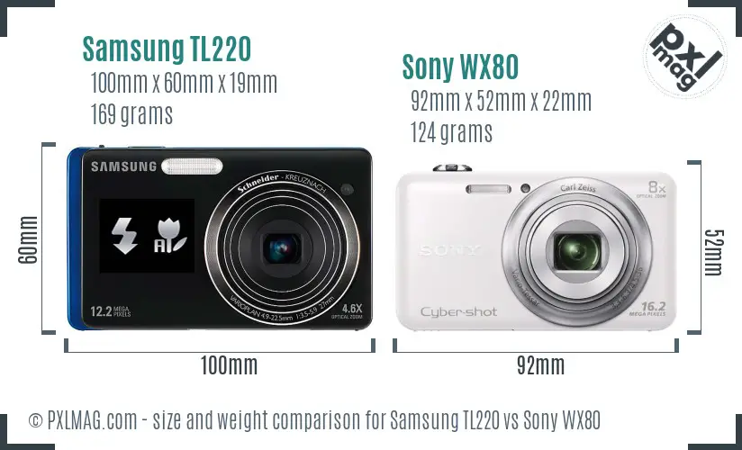 Samsung TL220 vs Sony WX80 size comparison