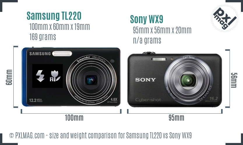 Samsung TL220 vs Sony WX9 size comparison