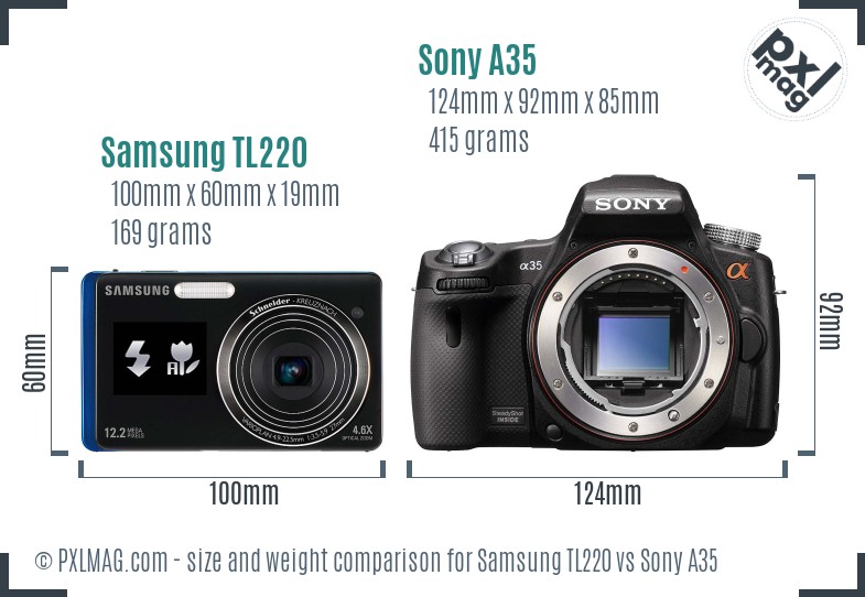 Samsung TL220 vs Sony A35 size comparison Samsung TL220 vs Sony A35 size comparison
