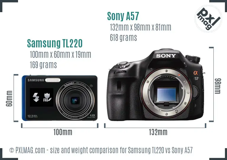 Samsung TL220 vs Sony A57 size comparison Samsung TL220 vs Sony A57 size comparison