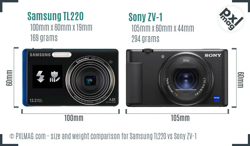 Samsung TL220 vs Sony ZV-1 size comparison Samsung TL220 vs Sony ZV-1 size comparison