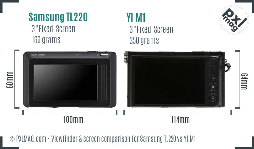 Samsung TL220 vs YI M1 Screen and Viewfinder comparison