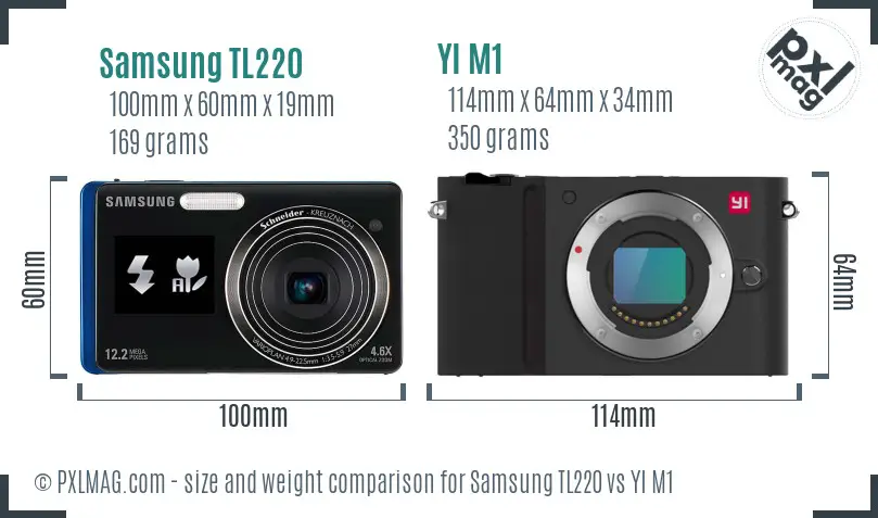 Samsung TL220 vs YI M1 size comparison