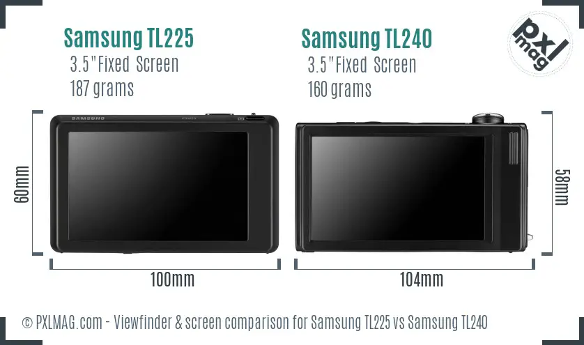Samsung TL225 vs Samsung TL240 Screen and Viewfinder comparison