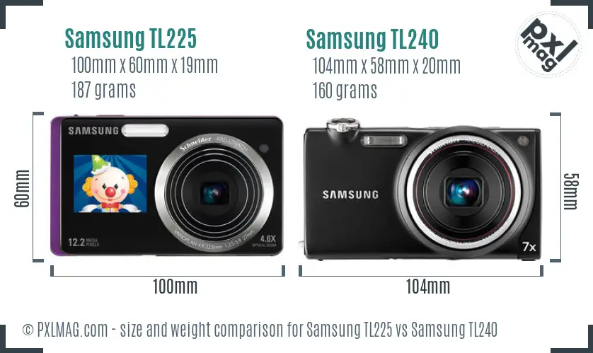 Samsung TL225 vs Samsung TL240 size comparison