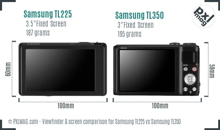 Samsung TL225 vs Samsung TL350 Screen and Viewfinder comparison