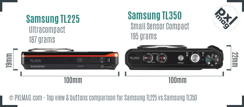 Samsung TL225 vs Samsung TL350 top view buttons comparison