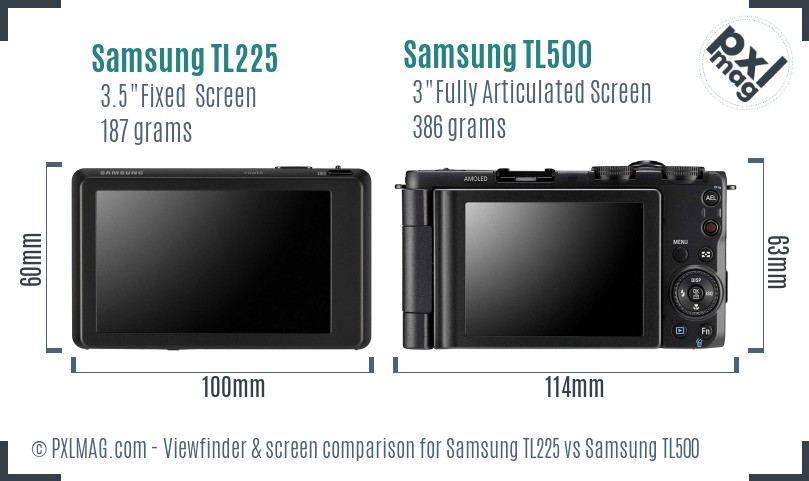 Samsung TL225 vs Samsung TL500 Screen and Viewfinder comparison