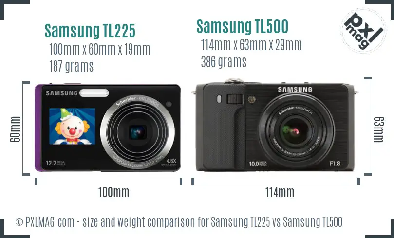 Samsung TL225 vs Samsung TL500 size comparison