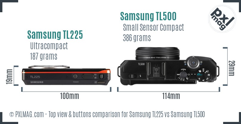 Samsung TL225 vs Samsung TL500 top view buttons comparison