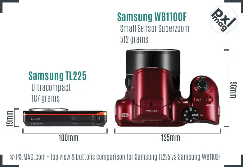 Samsung TL225 vs Samsung WB1100F top view buttons comparison