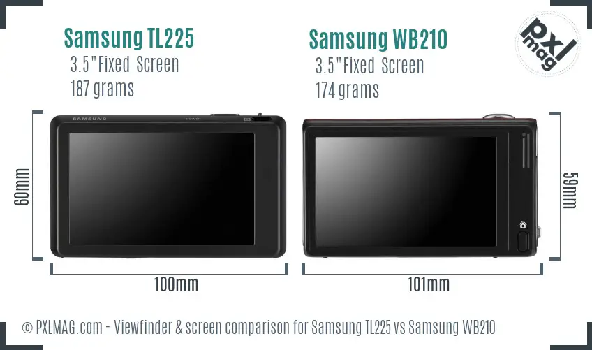 Samsung TL225 vs Samsung WB210 Screen and Viewfinder comparison