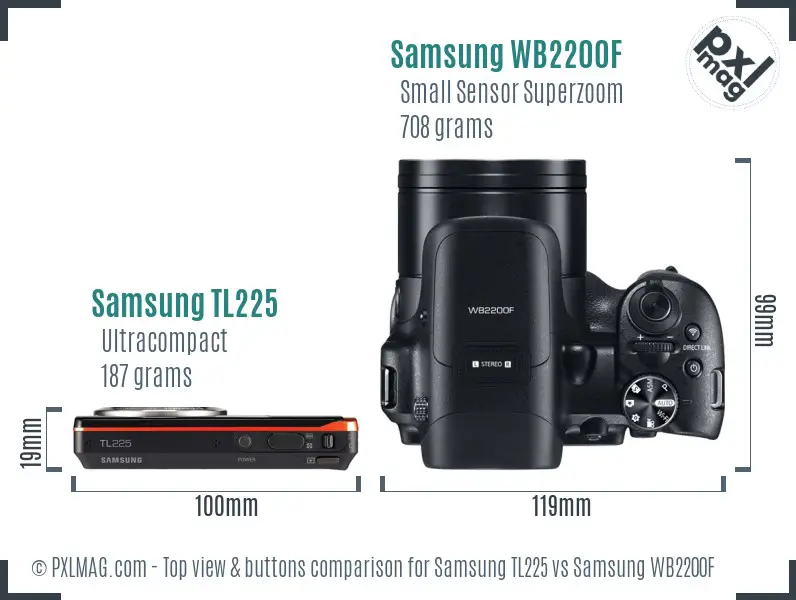 Samsung TL225 vs Samsung WB2200F top view buttons comparison