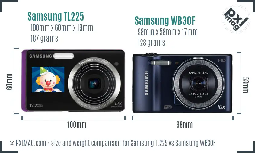Samsung TL225 vs Samsung WB30F size comparison