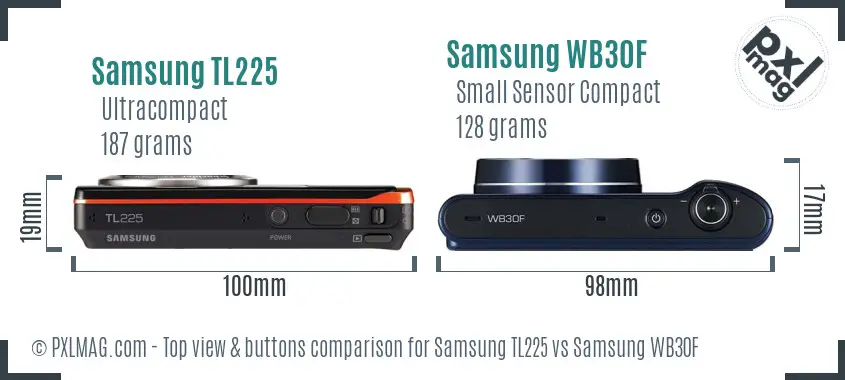 Samsung TL225 vs Samsung WB30F top view buttons comparison
